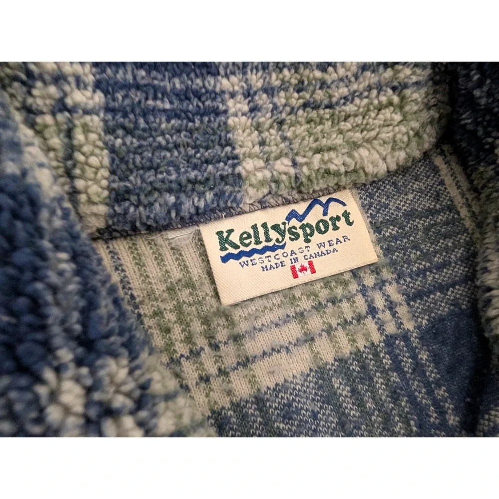 Vintage 90s Kelly Sport Men's Large Plaid Fleece Vest Jacket Zip Up Canada -read